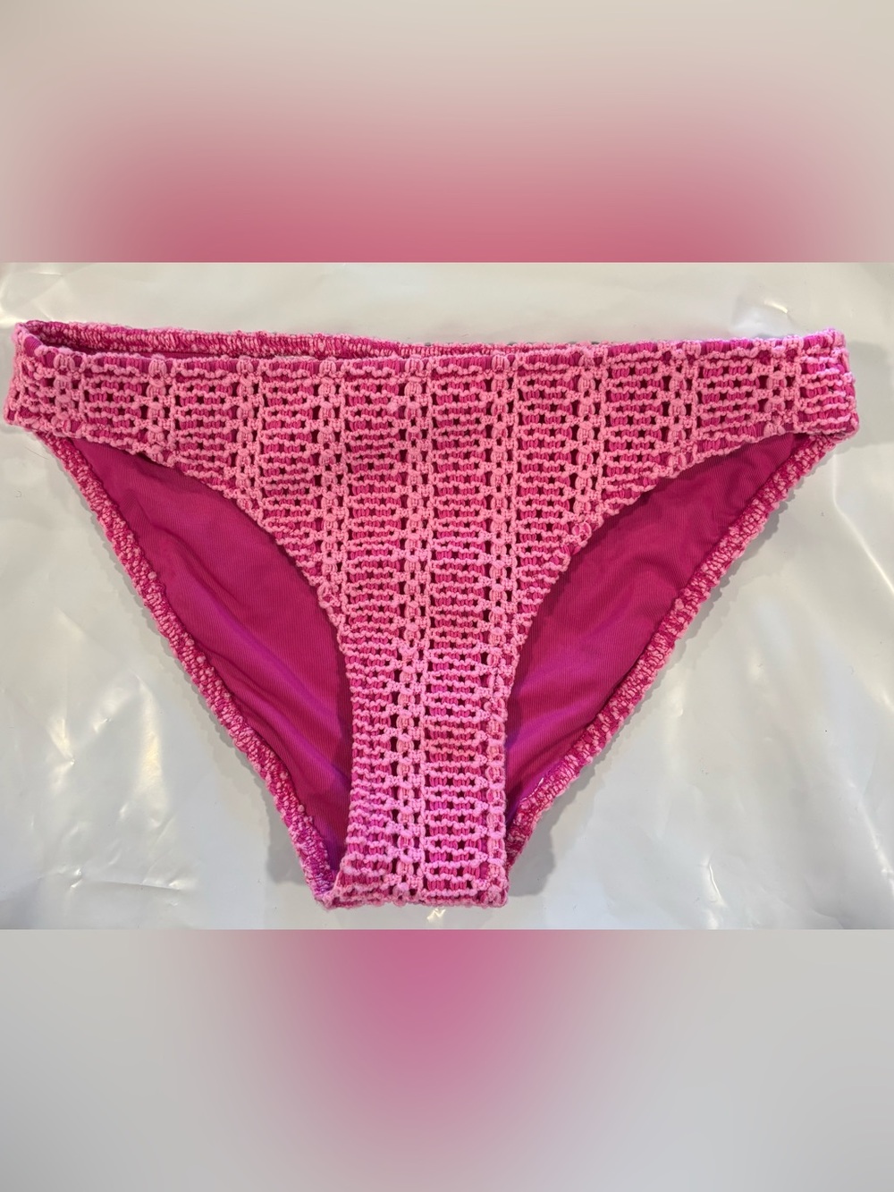 aerie Hot Pink Crochet-Trim Bikini Bottom
